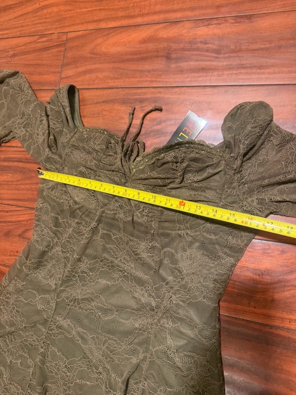 dELiA*s Olive Green Lace Long-Sleeve Sweetheart Mini Dress - Picture 6 of 11